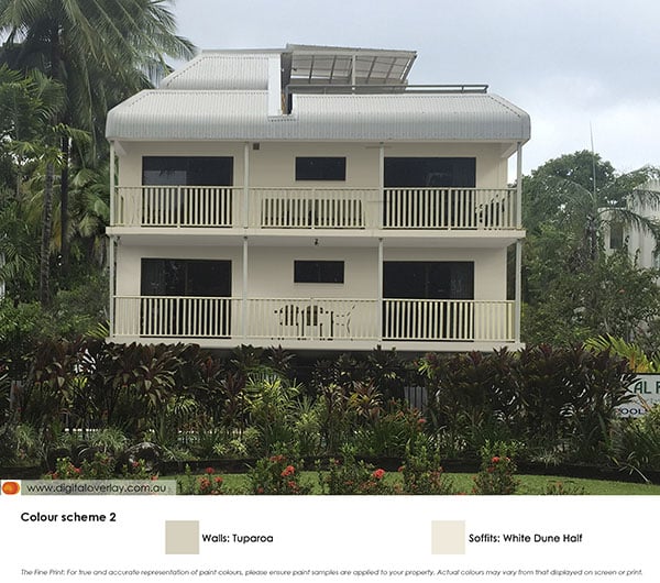 Tropical apartment block with new colour scheme